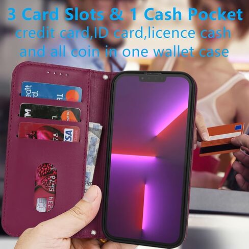 Jaorty for iPhone 13 Pro Max Phone Case with Card Holder for Women Men,Phone Case Wallet for iPhone 12 Pro Max with RFID Blocking,Wrist Strap PU Leather Zipper Credit Card Slots Flip Cover,Brown in Saudi Arabia