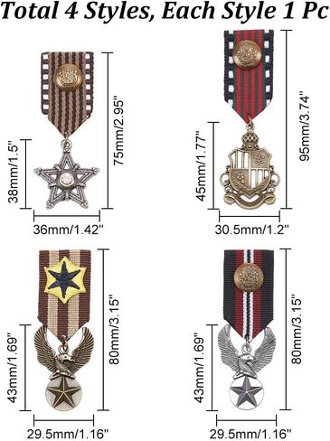 AHANDMAKER 3Pcs Costume Military Badge Medal, 3 Style Alloy Medal Brooch Pin, Military Hero Combat Medals Brooch, Star and Eagle Navy Military Badge for Women Men Jacket Uniform Costume in Saudi Arabia