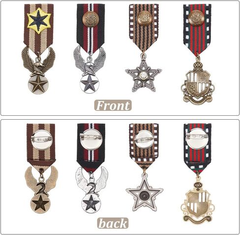 AHANDMAKER 3Pcs Costume Military Badge Medal, 3 Style Alloy Medal Brooch Pin, Military Hero Combat Medals Brooch, Star and Eagle Navy Military Badge for Women Men Jacket Uniform Costume in Saudi Arabia