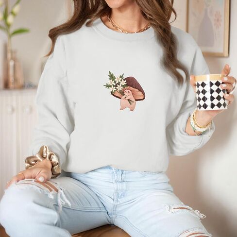 Cute Mushroom Graphic Sweatshirt for Women Teen Girls Kawaii Cartoon Aesthetic Hoodie Crewneck Fall Cottagecore Tops in Saudi Arabia