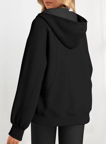 Dokotoo المرأة هوديس بلوزات كبيرة الحجم نصف البريدي الصوف كم طويل عادية البلوز مقنعين البلوز القمم in Saudi Arabia