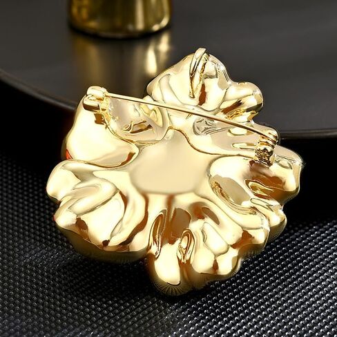 Peony Brooches for Women Gold-Plated Peony Flower Pearl Brooch Lapel Pin Rhinestone Flower Brooch Jewelry for Mom Wife in Kuwait