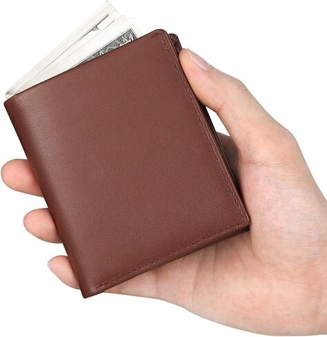 Bifold Trifold Leather RFID Mens Wallet with ID Window & Coin Pockets in Saudi Arabia