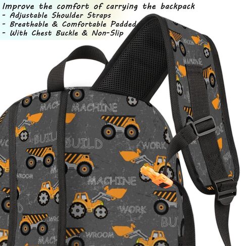 Kids Backpacks, 18 inch Cute Construction Machines Cars Truck Tractor Elementary Bookbag School Backpack for Teen Boys Children, Lightweight Waterproof Travel Bag in Saudi Arabia