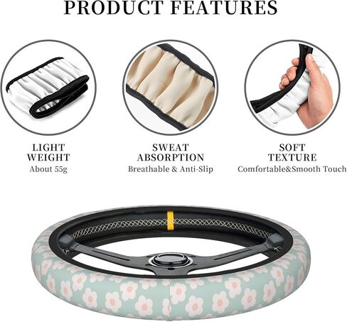 Car Steering Wheel Cover,Bee Universal Non Slip Wheel Protector 15 Inch Elastic Car Accessories for Men Women in Saudi Arabia