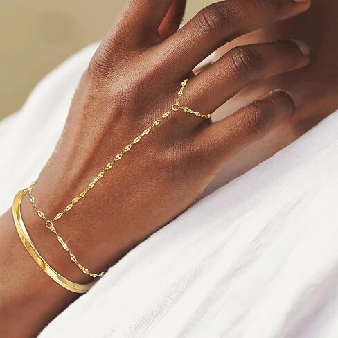 Hand Chain Silver Bangle Gold Bangle Bracelet Silver Bangles Bracelets for Women Cuff Bracelets Ring Bracelet Hand Chain Gold Silver Hand Chain Bracelet in Kuwait