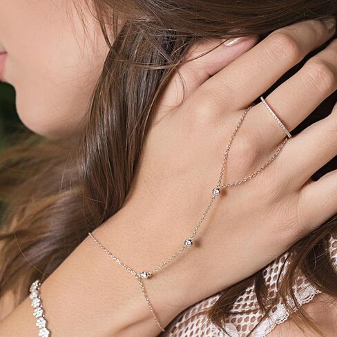 Hand Chain Silver Bangle Gold Bangle Bracelet Silver Bangles Bracelets for Women Cuff Bracelets Ring Bracelet Hand Chain Gold Silver Hand Chain Bracelet in Kuwait