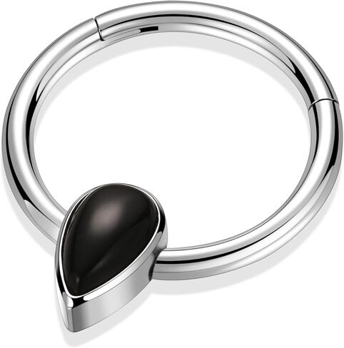 PEAKLINK 16G Septum Jewelry Septum Ring with Agate Daith Earring Surgical Steel Nose Hoop Ring Conch Cartilage Helix Tragus Rook Piercing Jewelry 8 mm 10 mm in Kuwait