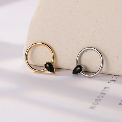 PEAKLINK 16G Septum Jewelry Septum Ring with Agate Daith Earring Surgical Steel Nose Hoop Ring Conch Cartilage Helix Tragus Rook Piercing Jewelry 8 mm 10 mm in Kuwait