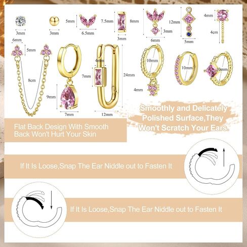 Sanfenly Stud Earrings Small Gold Hoop Earrings Set for Women Flat Back Earring Hypoallergenic Cartilage Earring Lightweight Dainty 14K Gold Stud Earrings for Multiple Piercing Set in Kuwait