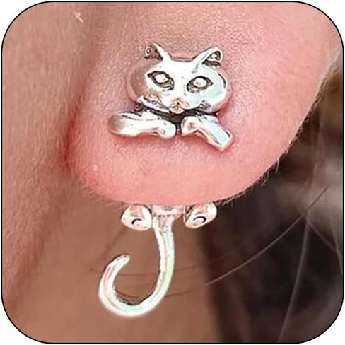 Cat Stud Earrings for Women Trendy Cute Animal Earrings Novelty Earrings Animal Cat Fun Earrings Unusual Earrings for women Gifts Trendy Stuff in Saudi Arabia