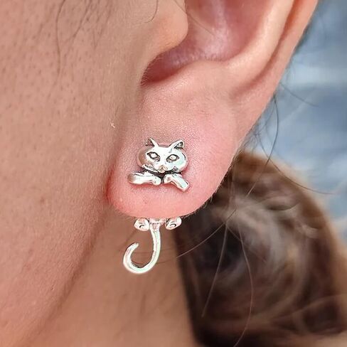 Cat Stud Earrings for Women Trendy Cute Animal Earrings Novelty Earrings Animal Cat Fun Earrings Unusual Earrings for women Gifts Trendy Stuff in Saudi Arabia