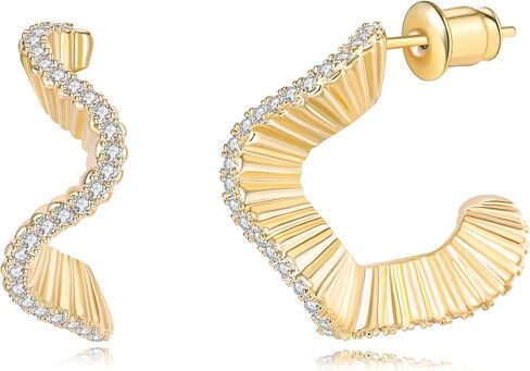 C Shape Cubic Zirconia Stud Earrings for Women in Saudi Arabia