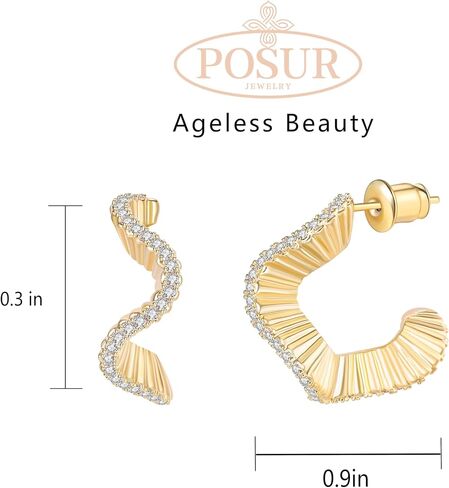 C Shape Cubic Zirconia Stud Earrings for Women in Saudi Arabia