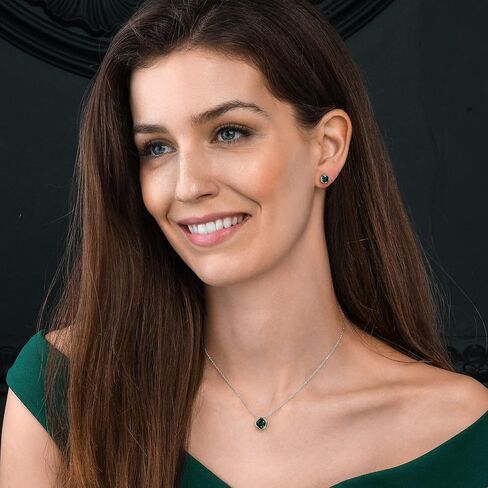 namana 925 Sterling Silver Solitaire Stud Earrings for Women with White, Green, Blue, or Red Cubic Zirconia Stones, Simple Single-Stone Studs in 925 Sterling Silver with Colored Stones. in Kuwait