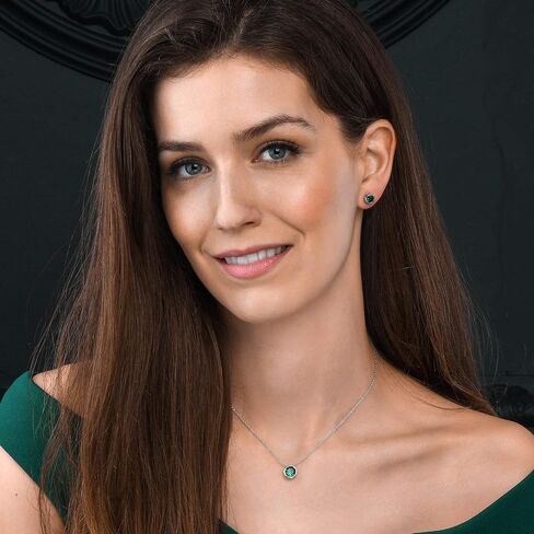 namana 925 Sterling Silver Solitaire Stud Earrings for Women with White, Green, Blue, or Red Cubic Zirconia Stones, Simple Single-Stone Studs in 925 Sterling Silver with Colored Stones. in Kuwait