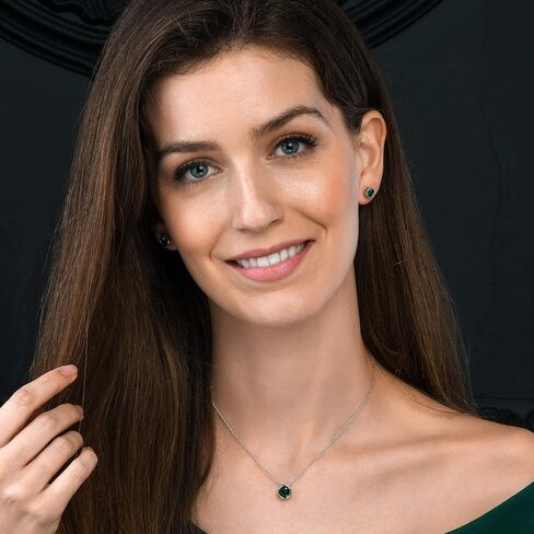 namana 925 Sterling Silver Solitaire Stud Earrings for Women with White, Green, Blue, or Red Cubic Zirconia Stones, Simple Single-Stone Studs in 925 Sterling Silver with Colored Stones. in Kuwait