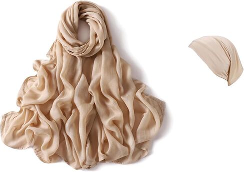 Premium Viscose Hijab Scarf with Model Undercap Hijabs Set For Women Head Wraps Solid Color Scarves in Kuwait