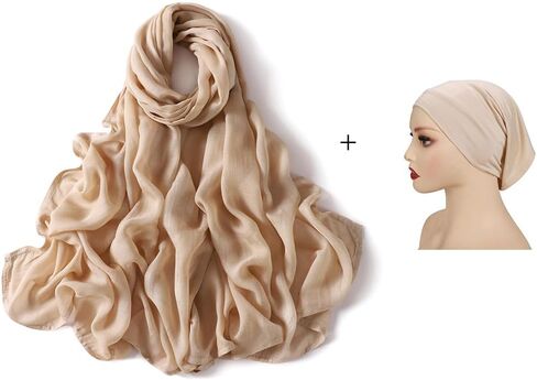 Premium Viscose Hijab Scarf with Model Undercap Hijabs Set For Women Head Wraps Solid Color Scarves in Kuwait