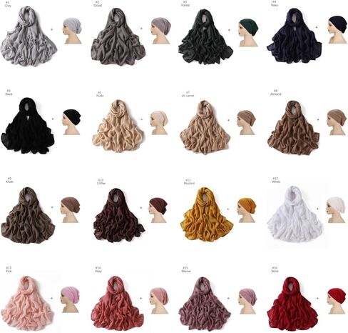 Premium Viscose Hijab Scarf with Model Undercap Hijabs Set For Women Head Wraps Solid Color Scarves in Kuwait