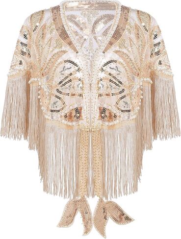 BABEYOND شال مطرز بالترتر التفاف 1920s مساء شال كاب غاتسبي لفساتين السهرة وحفلات الزفاف in Kuwait