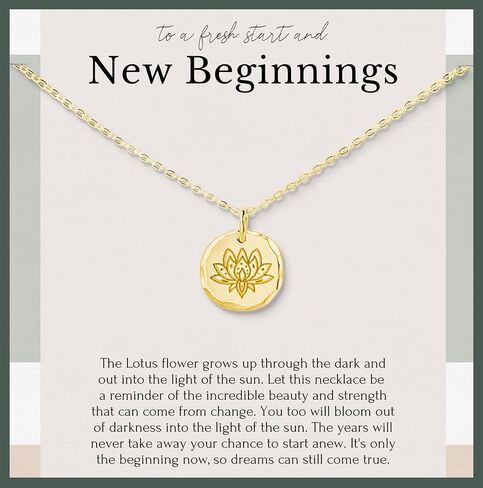 قلادة HOPE LOVE SHINE New Beginnings Lotus للنساء - هدايا لها - هدايا الطلاق، التعافي من الإدمان، AAA، هدايا الرصانة للنساء، الانفصال، التعافي - قلادة اللوتس، الفضة الاسترليني in Kuwait