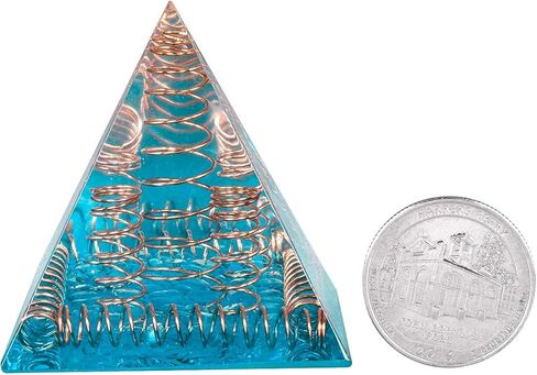 Rockcloud Healing Crystal Copper Wire Orgone Pyramid Stone Figurine Energy Generator for Meditation Reiki Balancing, Navy Blue in Kuwait