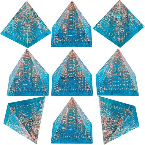 Rockcloud Healing Crystal Copper Wire Orgone Pyramid Stone Figurine Energy Generator for Meditation Reiki Balancing, Navy Blue in Kuwait