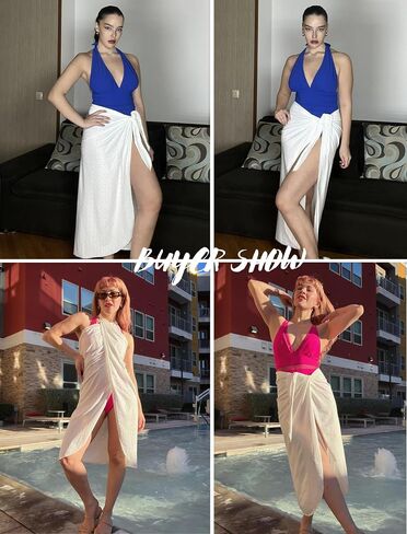 AI'MAGE Sarong Wraps for Women Long Hollow Swimsuit Coverup Tie Beach Bikini Skirt Cover Up Bathing Suit Pareo Wraps M/XL in Saudi Arabia