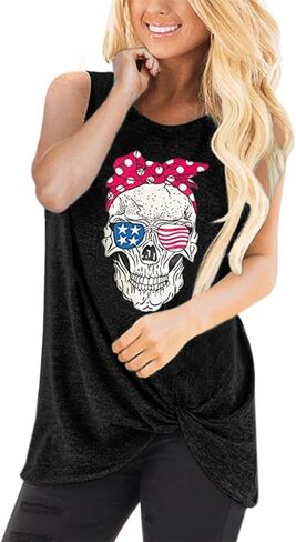 Womens Summer Tank Tops Twist Knot Casual Sleeveless Shirts Blouses Loose Fit Flowy Tunics Tops in Saudi Arabia