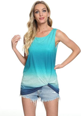 Womens Summer Tank Tops Twist Knot Casual Sleeveless Shirts Blouses Loose Fit Flowy Tunics Tops in Saudi Arabia