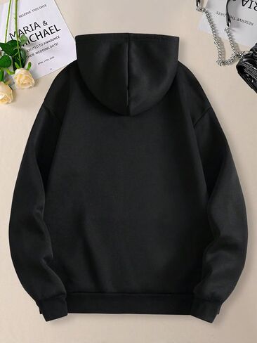SHENHE Women's Letter Print Long Sleeve Drawstring Pullover Hoodie Sweatshirt Tops with Pocket in Saudi Arabia