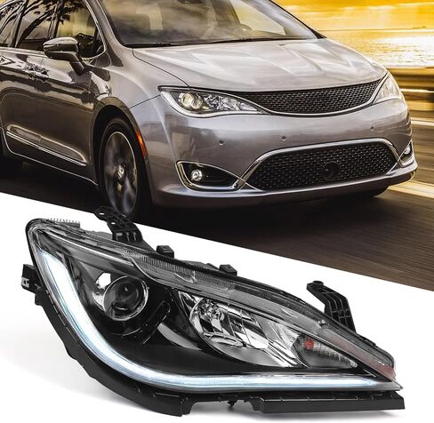 FIONE HID Xenon Model Only Headlight Assembly Compatible with Chrysler Pacifica 2018 2019 2020 Replacement Headlamp Black Right Passenger Side RH 68228948AH CH2519152 in Kuwait