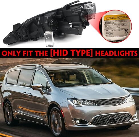 FIONE HID Xenon Model Only Headlight Assembly Compatible with Chrysler Pacifica 2018 2019 2020 Replacement Headlamp Black Right Passenger Side RH 68228948AH CH2519152 in Kuwait