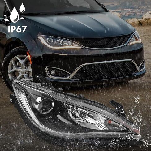 FIONE HID Xenon Model Only Headlight Assembly Compatible with Chrysler Pacifica 2018 2019 2020 Replacement Headlamp Black Right Passenger Side RH 68228948AH CH2519152 in Kuwait