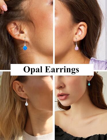 Opal Earrings Dangle Earrings Sterling silver Created Opal Jewelry for Women in Saudi Arabia