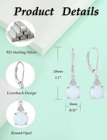 Opal Earrings Dangle Earrings Sterling silver Created Opal Jewelry for Women in Saudi Arabia