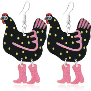 Funny Cute Kawaii Acrylic Big Hen Chicken Drop Dangle Earrings Thanksgiving Anime Turkey Animal Earrings for Women Fashion Charm Jewelry Gifts