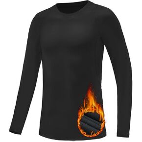 1/4 Pack Youth Boys Thermal Compression Shirts Long Sleeve Fleece Lined Athletic Base Layer Tops Undershirts for Kids