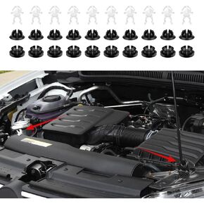 30PCS Hood Prop Rod Holder, Hood Support Rod Bracket, Engine Under Cover Splash Shield Hood Clip, 91503-SS0-003 Black White Hood Rod Clip Vehicle Accessories for Cars Bracket Decorative Clip