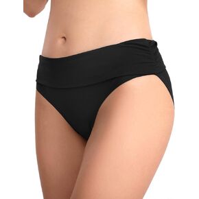 Women High Waist Bikini Bottom Full Coverage Mid Rise Tankini Tummy Control Swimsuit Two Ways of wear Swim Bottom