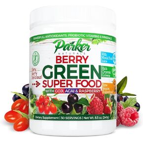 Berry Greens Superfood Powder, Organic Green Powder with Enzymes, Probiotics, Antioxidants, and Vitamins, Vegan Green Juice Powder Mix, 240 Grams