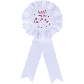 It's My Birthday Tinplate Badge Black & White Happy Birthday Badge Pins Birthday Ribbon Satin Pin for Women Men Happy Birthday Party Button Pins for Party Decorations
