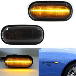 NJSBYL LED Smoked Lens LED Side Marker Lamps Replacement For S2000 Accord Civic Prelude CRX Fit Amber LED Fender Driver Turn Signal Lights Kits OEM Sidemarker