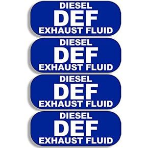 4-Pack Blue DEF Diesel Exhaust Fluid Sticker (Automotive Decals Vinyl for Cars, Trucks, Stations, and Businesses (1 x 3 inch)