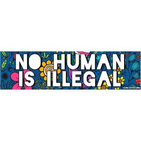 EvolveFISH No Human Being is Illegal Bumper Sticker - [11'' x 3'']