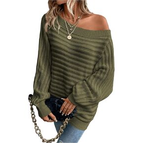 SOLY HUX Women's Plus Size Off Shoulder Sweater Long Sleeve Lightweight Knit Fall Pullover Jumper Tops