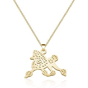 CENWA Gold Tone Necklace with Poodle Pendant Sorority Gift