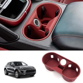 Fits for Porsche Cayenne Accessories 2024 2025, 3pcs/Set Center Console Organizer Tray, Interior Storage Box Cup Holder Insert, Silicon Dirtyproof Protection Pad (3pcs red for 2024)
