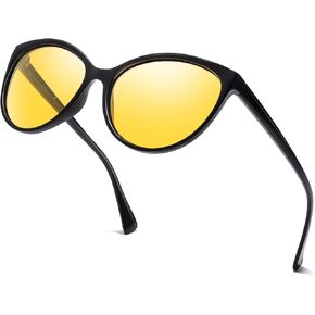 FIMILU Cat-eye Night Vision Glasses for Women, Polarized Night Driving Glasses Anti-Glare and Enhance Vision at Night 8081
